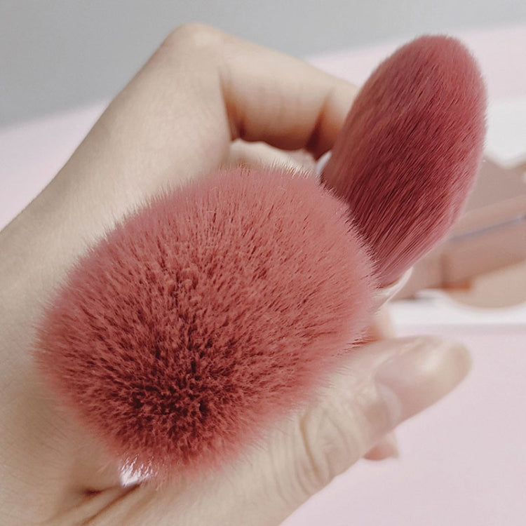 5pcs/Set Medium Portable Makeup Brush Set With Mirror Mini Multifunctional Makeup Brush, Brown, Rose Red, Pink, Fluorescent Green