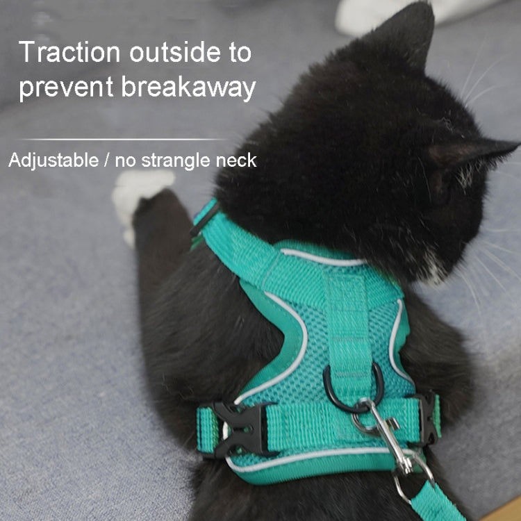 Pet Vest Harness + Traction Rope Set Reflective Breathable Dog Cat Harness, S, M, L, XL