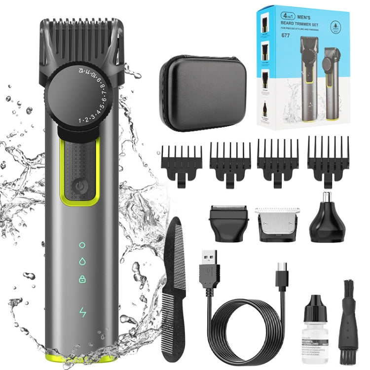 IPX5 Waterproof Men Multi-Functional Barber 4 In 1 Shaver Nose Hair Set USB Charging Push, 677 4 In 1
