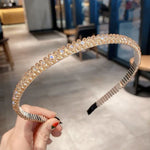 Gold Trim Crystal Hoops All-Match Hair Accessories Headband Non-Slip Crystal Headwear