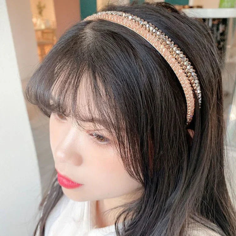 Gold Trim Crystal Hoops All-Match Hair Accessories Headband Non-Slip Crystal Headwear