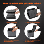 Car Folding Portable Toilet Outdoor Emergency Mobile Toilet, Dark Grey, Army Green, Pure Black