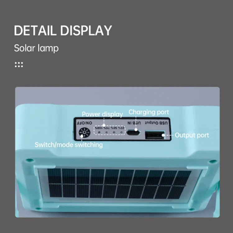 Solar Flood Light Portable Flashlight Emergency Work Light, 144 LEDs