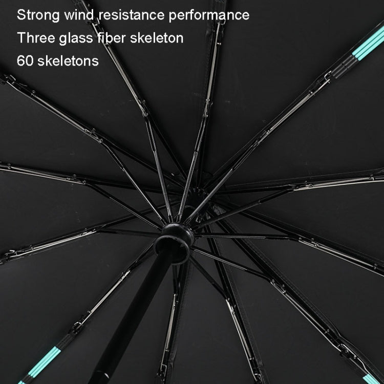 60 Bone Sunny Rain Dual-use Automatic Umbrella Wind-resistant Reinforced Sunshade UV Sun Umbrella, 60 Bones