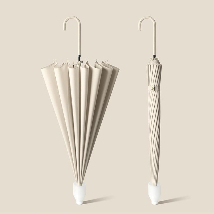 16 Bone Automatic Long Handle Double Sunny And Rain Dual Use Umbrella, With Waterproof Cover Beige, With Waterproof Cover Black, With Waterproof Cover Purple, With Waterproof Cover Green, With Waterproof Cover White, With Waterproof Cover Matcha       ...