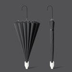 16 Bone Automatic Long Handle Double Sunny And Rain Dual Use Umbrella, With Waterproof Cover Beige, With Waterproof Cover Black, With Waterproof Cover Purple, With Waterproof Cover Green, With Waterproof Cover White, With Waterproof Cover Matcha       ...