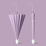 16 Bone Automatic Long Handle Double Sunny And Rain Dual Use Umbrella, With Waterproof Cover Beige, With Waterproof Cover Black, With Waterproof Cover Purple, With Waterproof Cover Green, With Waterproof Cover White, With Waterproof Cover Matcha       ...