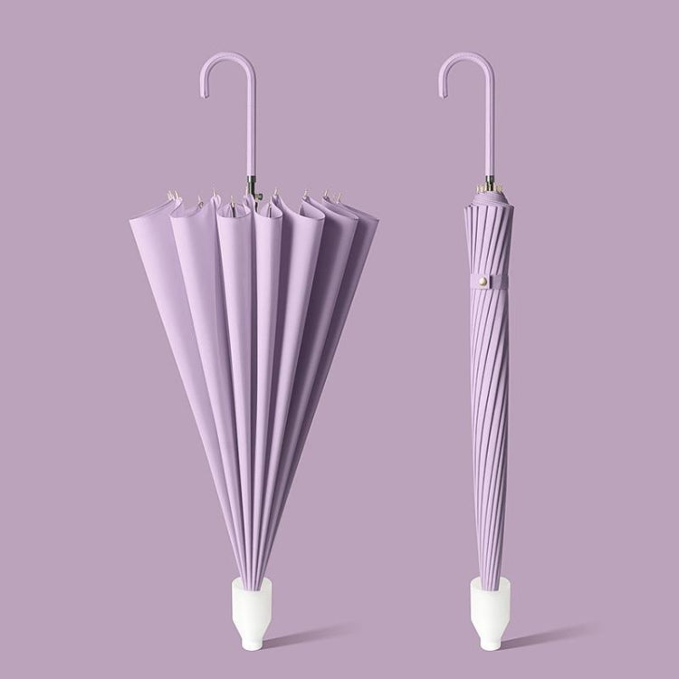 16 Bone Automatic Long Handle Double Sunny And Rain Dual Use Umbrella, With Waterproof Cover Beige, With Waterproof Cover Black, With Waterproof Cover Purple, With Waterproof Cover Green, With Waterproof Cover White, With Waterproof Cover Matcha       ...