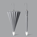 16 Bone Automatic Long Handle Double Sunny And Rain Dual Use Umbrella, With Waterproof Cover Beige, With Waterproof Cover Black, With Waterproof Cover Purple, With Waterproof Cover Green, With Waterproof Cover White, With Waterproof Cover Matcha       ...