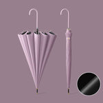 16 Bone Automatic Long Handle Double Sunny And Rain Dual Use Umbrella, With Waterproof Cover Beige, With Waterproof Cover Black, With Waterproof Cover Purple, With Waterproof Cover Green, With Waterproof Cover White, With Waterproof Cover Matcha       ...