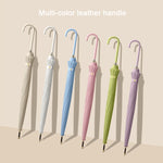 16 Bone Automatic Long Handle Double Sunny And Rain Dual Use Umbrella, With Waterproof Cover Beige, With Waterproof Cover Black, With Waterproof Cover Purple, With Waterproof Cover Green, With Waterproof Cover White, With Waterproof Cover Matcha       ...