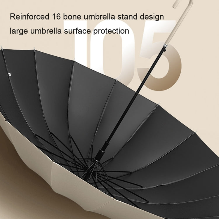 16 Bone Automatic Long Handle Double Sunny And Rain Dual Use Umbrella, With Waterproof Cover Beige, With Waterproof Cover Black, With Waterproof Cover Purple, With Waterproof Cover Green, With Waterproof Cover White, With Waterproof Cover Matcha       ...