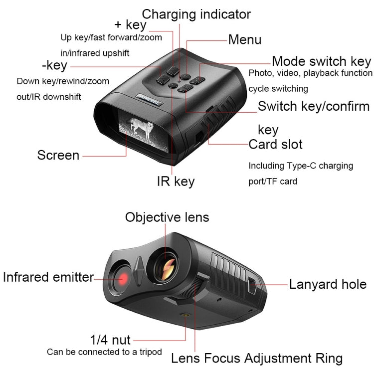 APEXEL 3-inch LCD HD Screen Photo Video Portable Binoculars Digital Infrared Night Vision Device, APL-NV009