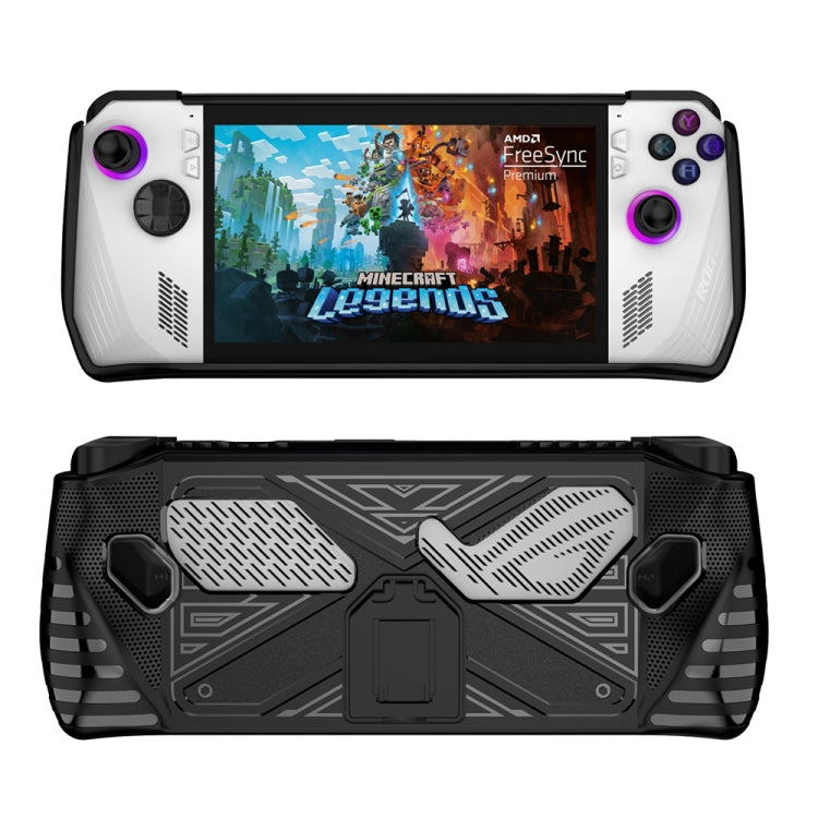 Coque souple en TPU avec support de fixation pour console de jeu Asus ROG Ally, disponible en noir et blanc.