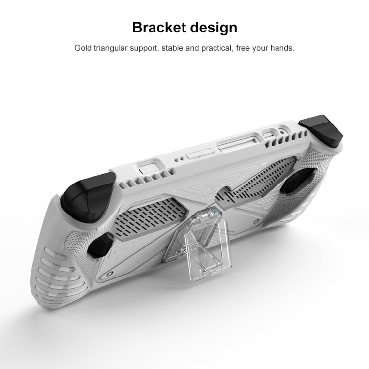 Coque souple en TPU avec support de fixation pour console de jeu Asus ROG Ally, disponible en noir et blanc.