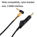 For Boss QC15 Headphone Audio Cable Braided Replacement Cable, ZS0017 Black