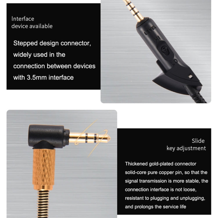 For Boss QC15 Headphone Audio Cable Braided Replacement Cable, ZS0017 Black