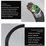 For Boss QC15 Headphone Audio Cable Braided Replacement Cable, ZS0017 Black