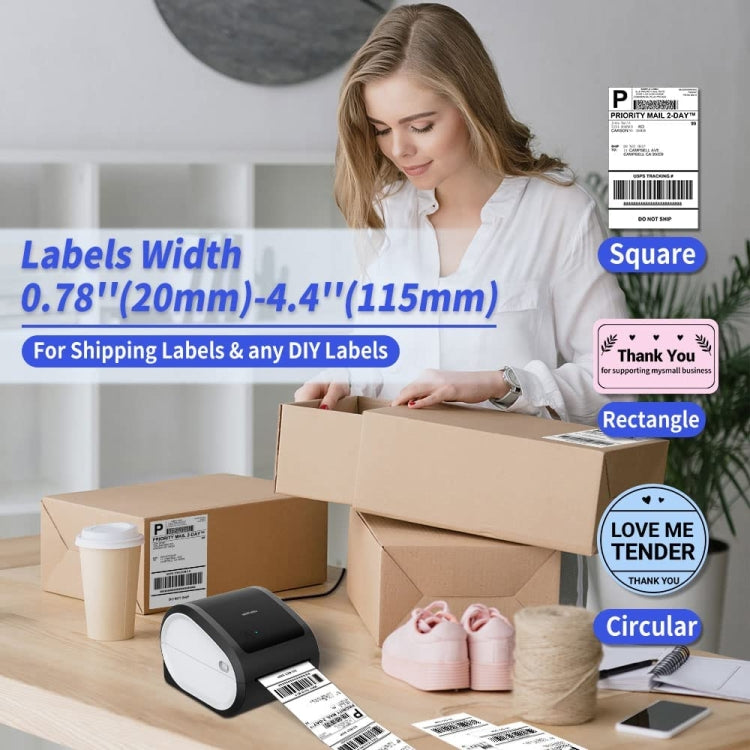 طابعة ملصقات شحن حرارية بلوتوث Phomemo D520-BT، طابعة مكتبية لاسلكية لملصقات الباركود والعناوين، الولايات المتحدة، الاتحاد الأوروبي