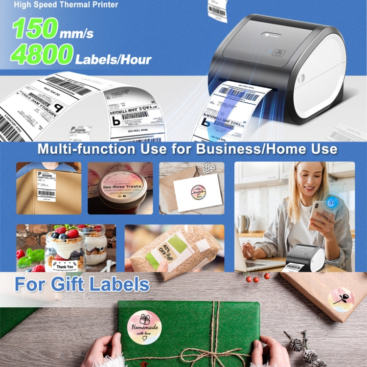 طابعة ملصقات شحن حرارية بلوتوث Phomemo D520-BT، طابعة مكتبية لاسلكية لملصقات الباركود والعناوين، الولايات المتحدة، الاتحاد الأوروبي