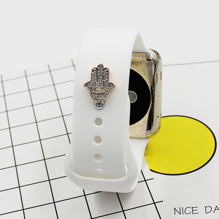 2pcs Watch Silicone Strap Decorative Diamond Buckle Strap Nails, One Diamond Heart, Diamond Hand, Diamond Bear, Diamond Clover, One Diamond Pentagram, Full Diamond Pentagon, Full Diamond Heart, Diamond Dragonfly