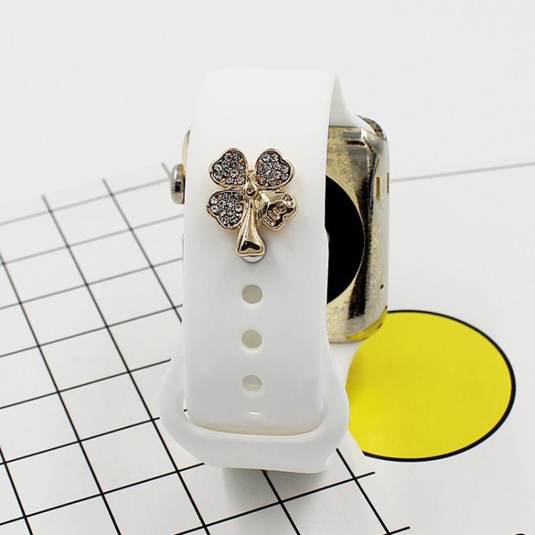 2pcs Watch Silicone Strap Decorative Diamond Buckle Strap Nails, One Diamond Heart, Diamond Hand, Diamond Bear, Diamond Clover, One Diamond Pentagram, Full Diamond Pentagon, Full Diamond Heart, Diamond Dragonfly