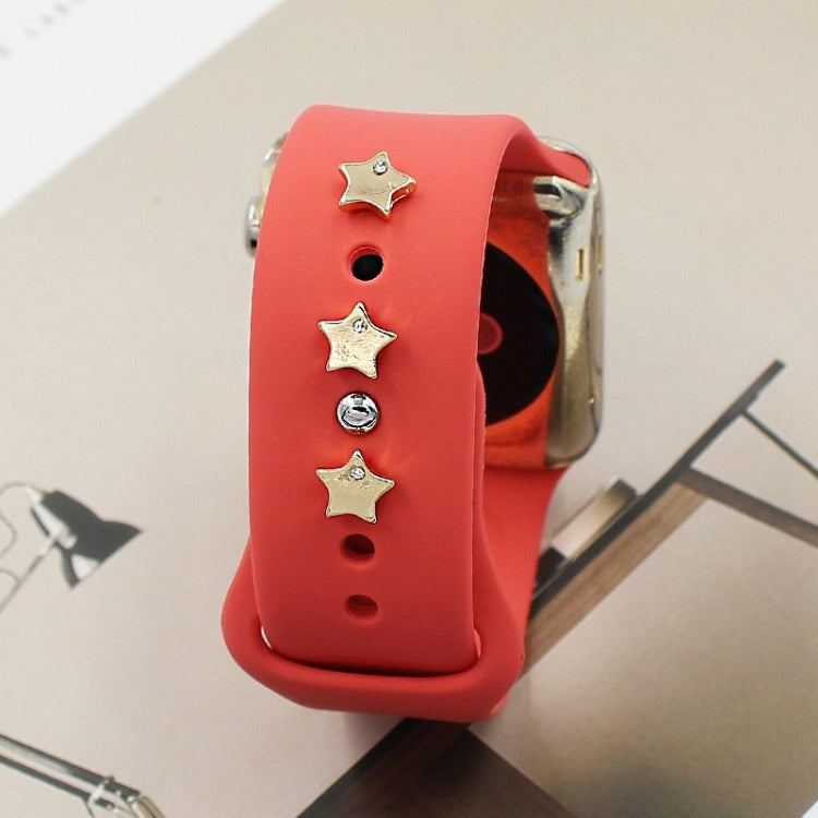 2pcs Watch Silicone Strap Decorative Diamond Buckle Strap Nails, One Diamond Heart, Diamond Hand, Diamond Bear, Diamond Clover, One Diamond Pentagram, Full Diamond Pentagon, Full Diamond Heart, Diamond Dragonfly