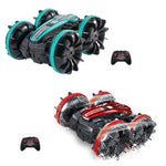 Voiture télécommandée amphibie acrobatique 2,4 GHz à double face et à roulement, jouet électrique pour enfants, rouge et vert