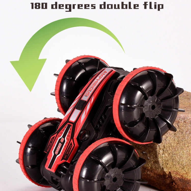 Voiture télécommandée amphibie acrobatique 2,4 GHz à double face et à roulement, jouet électrique pour enfants, rouge et vert