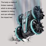 Voiture télécommandée amphibie acrobatique 2,4 GHz à double face et à roulement, jouet électrique pour enfants, rouge et vert