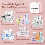 For Phomemo T02 3rolls Bluetooth Printer Thermal Paper Label Paper, 53mmx6.5m 10 Years Black on White No Adhesive, 50mmx3.5m 2 Years Black on White Sticker, 50mmx3.5m 10 Years Black on White Sticker, 50mmx3m 5 Years Blue on White Sticker               ...