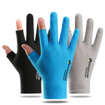 Cycling Thin Sunscreen UV Protection Mesh Breathable Ice Silk Two-finger Gloves