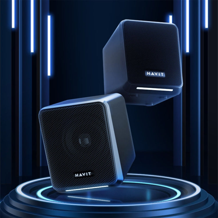 Havit A20 Plus Colorful Ambient Light Wired Computer Audio Stereo Surround Sound Speaker, Black, Bluetooth Version