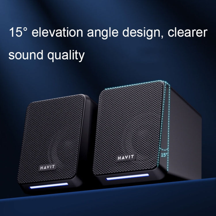 Havit A20 Plus Colorful Ambient Light Wired Computer Audio Stereo Surround Sound Speaker, Black, Bluetooth Version