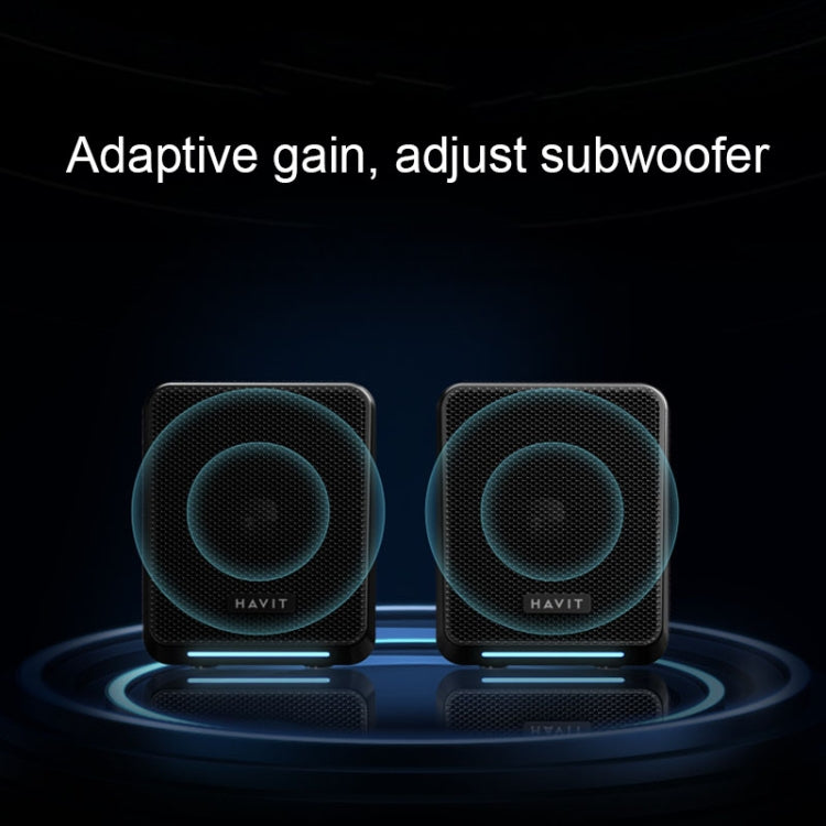 Havit A20 Plus Colorful Ambient Light Wired Computer Audio Stereo Surround Sound Speaker, Black, Bluetooth Version