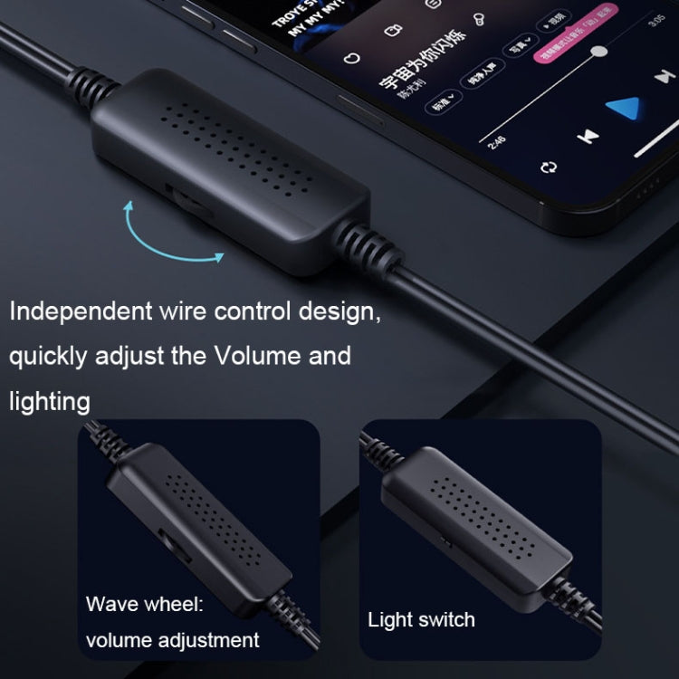 Havit A20 Plus Colorful Ambient Light Wired Computer Audio Stereo Surround Sound Speaker, Black, Bluetooth Version