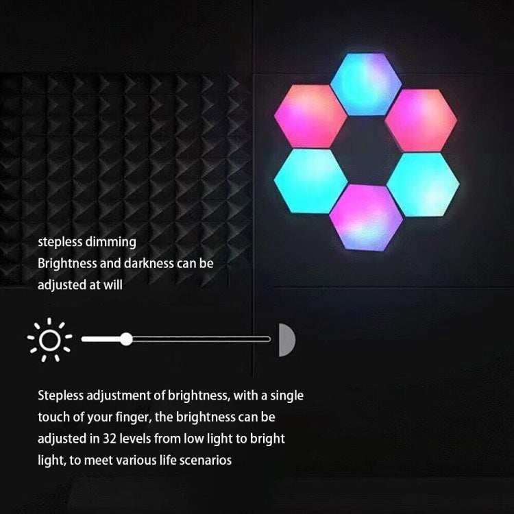 RGB Symphony Hexagon Lights DIY Bedside Ambient Wall Lamp Smart Honeycomb Light, 10pcs/set, 12pcs/set