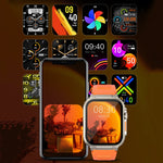 A70 1.96 Inch Health Monitoring Multifunctional IP68 Waterproof Bluetooth Call Smart Watch, Black, Orange