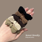 5pcs/pack Women Bow Hair Accessories Stretch Hair Band No Tie Marks Rubber Band