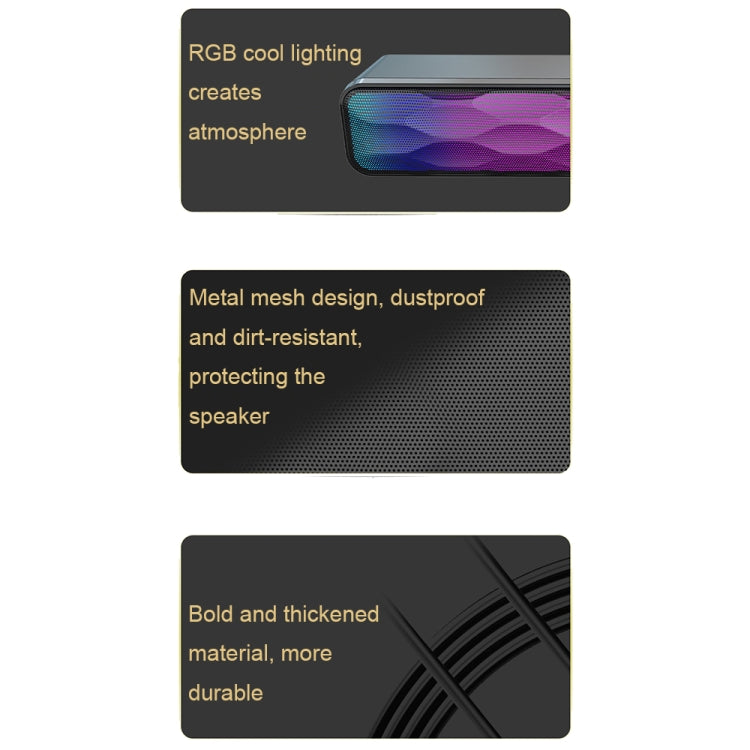 RGB Colorful Lighting Effect Desktop Long USB Wireless Bluetooth Speaker, Q6