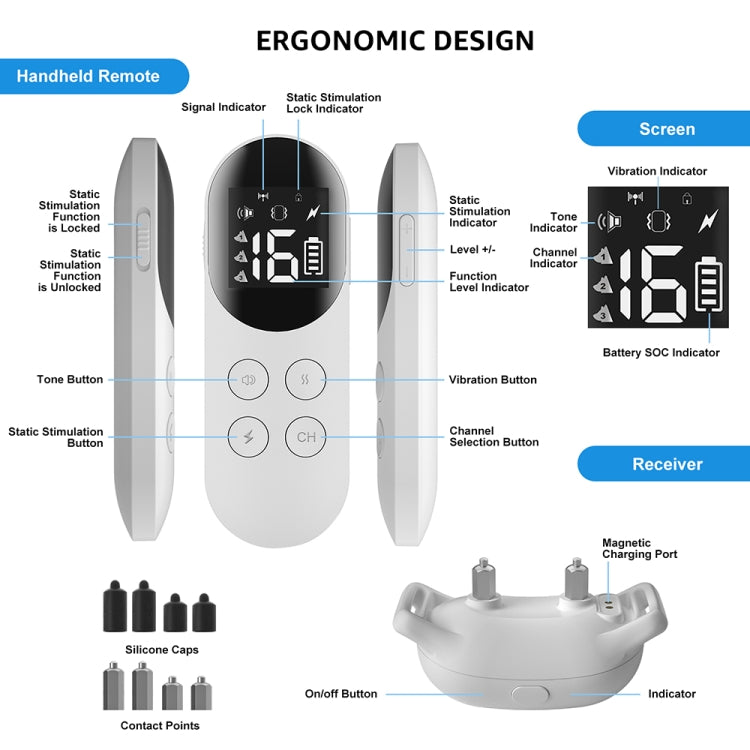 Smart Waterproof Shock Collar For Pets Remote Control Dog Training Device, For-One-Dog, For-Two-Dog