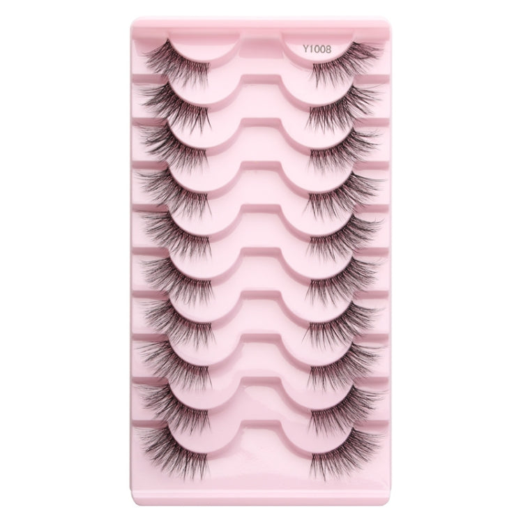 10pairs /Box Half False Eyelashes With Transparent Stems Natura Extension Lashes, Y1001, Y1002, Y1003, Y1004, Y1005, Y1006, Y1007, Y1008, Y1009, Y1011