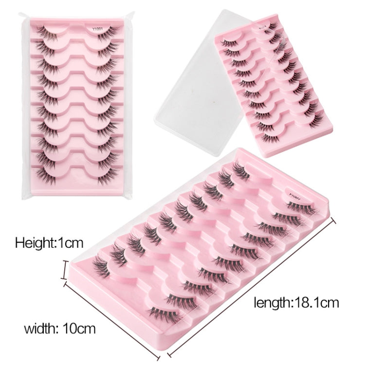 10pairs /Box Half False Eyelashes With Transparent Stems Natura Extension Lashes, Y1001, Y1002, Y1003, Y1004, Y1005, Y1006, Y1007, Y1008, Y1009, Y1011