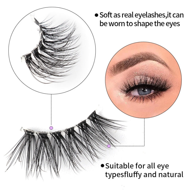 10pairs /Box Half False Eyelashes With Transparent Stems Natura Extension Lashes, Y1001, Y1002, Y1003, Y1004, Y1005, Y1006, Y1007, Y1008, Y1009, Y1011