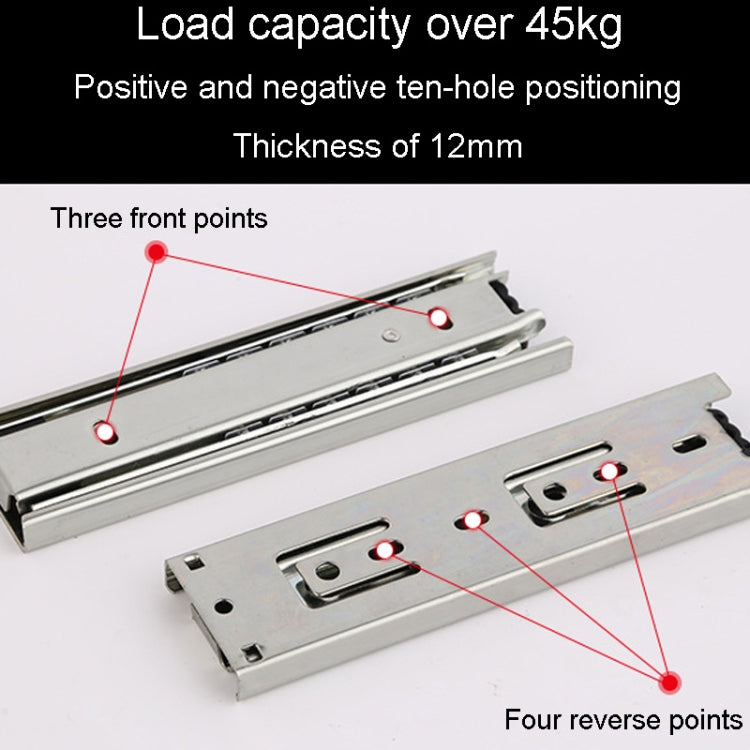 1 Pair Thickened Three Sections Ball Slide Mute Drawer Track Rail, 4 inch 10cm, 6 inch 16cm, 8 inch 20cm