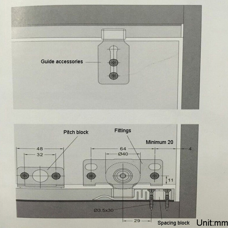 Closet Sliding Door Pulley Fittings Silent Sliding Door Accessories With 8 Screws, Pulley