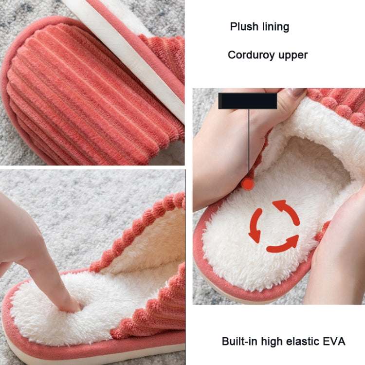Corduroy Cotton Slippers Winter Warm Non-Slip Thick Sole Flat Shoes, 36-37, 40-41, 42-43
