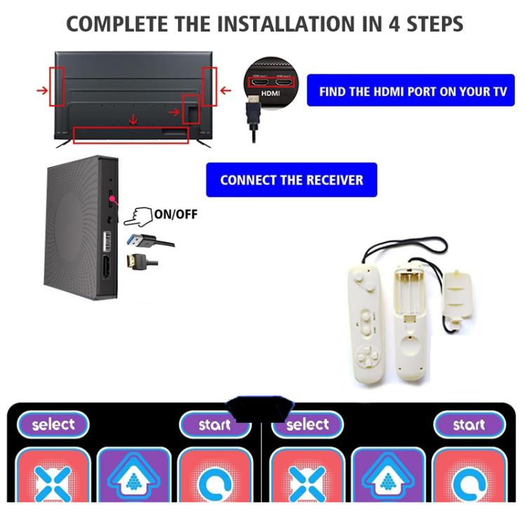 Tapis de jeu de danse électronique double avec sortie HD-MI pour enfants, 039