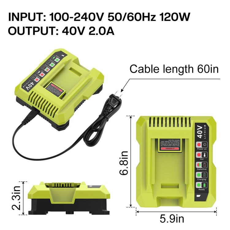 شاحن بطارية لماكينة قطع أدوات 36-40 فولت، لRYOBI PO401 / PO403 / PO400، الولايات المتحدة، الاتحاد الأوروبي، المملكة المتحدة، أستراليا