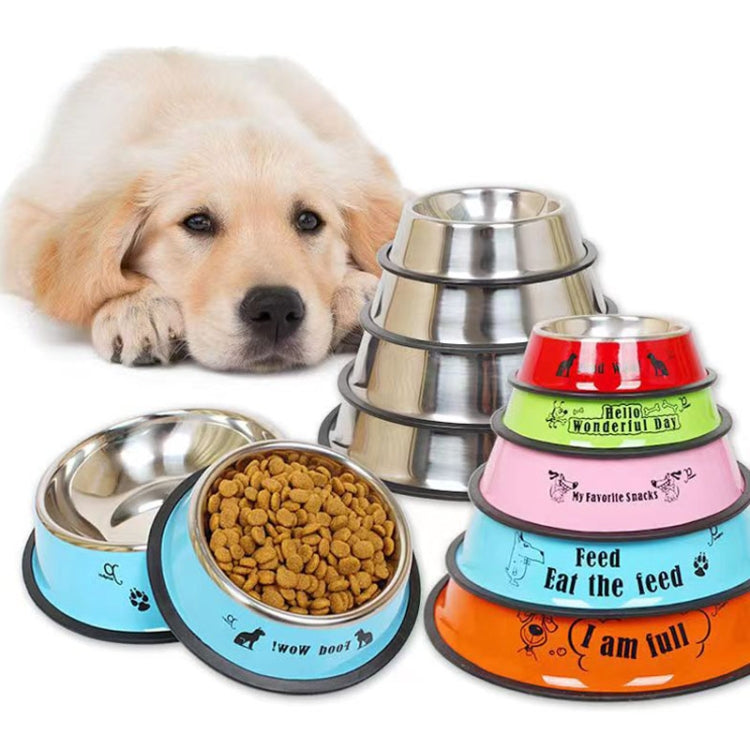 Anti-tip Stainless Steel Pet Bowl Cat Dog Food Basin, M 15cm, L 18cm, XL 22cm, XXL 26cm